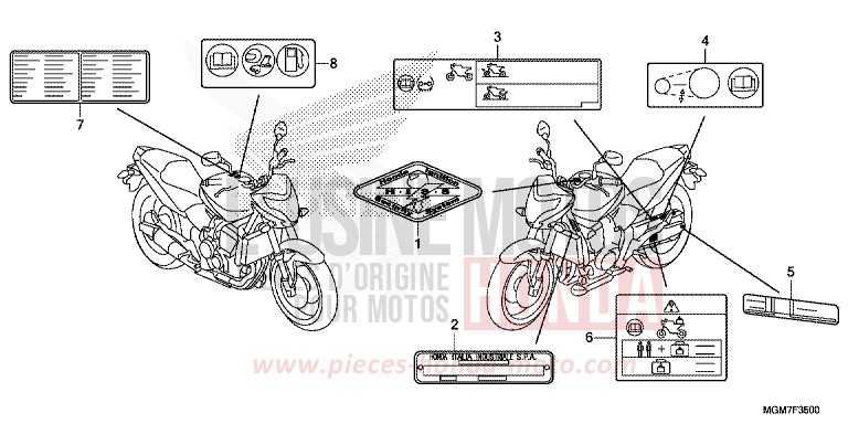 WARNETIKETT von Hornet ABS MAT CYNOS GRAY METALLIC (NH312) von 2013